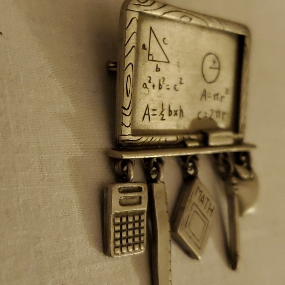 Teacher Themed Silver Toned Pin - Picture 4 of 8